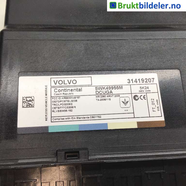 Styreenhet nøkkelfri/keyless til Volvo S60 2014-2019 (Type II, Fase 2)  (VOLVO|31419207|5WK49955M|)