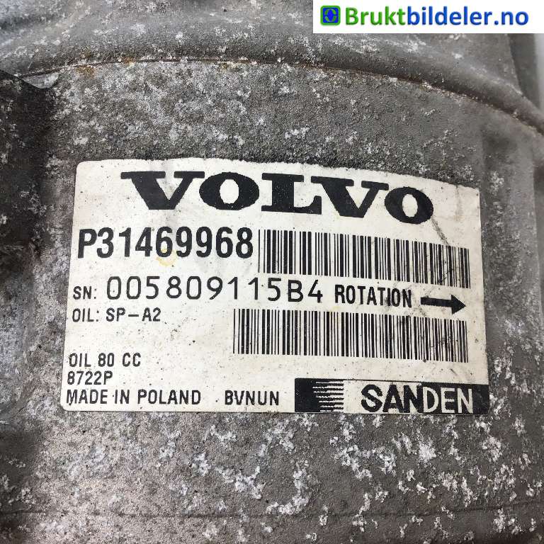 Aircondition kompressor til Volvo S60 2014-2019 (Type II, Fase 2)  (VOLVO|31469968|005809115B4|)