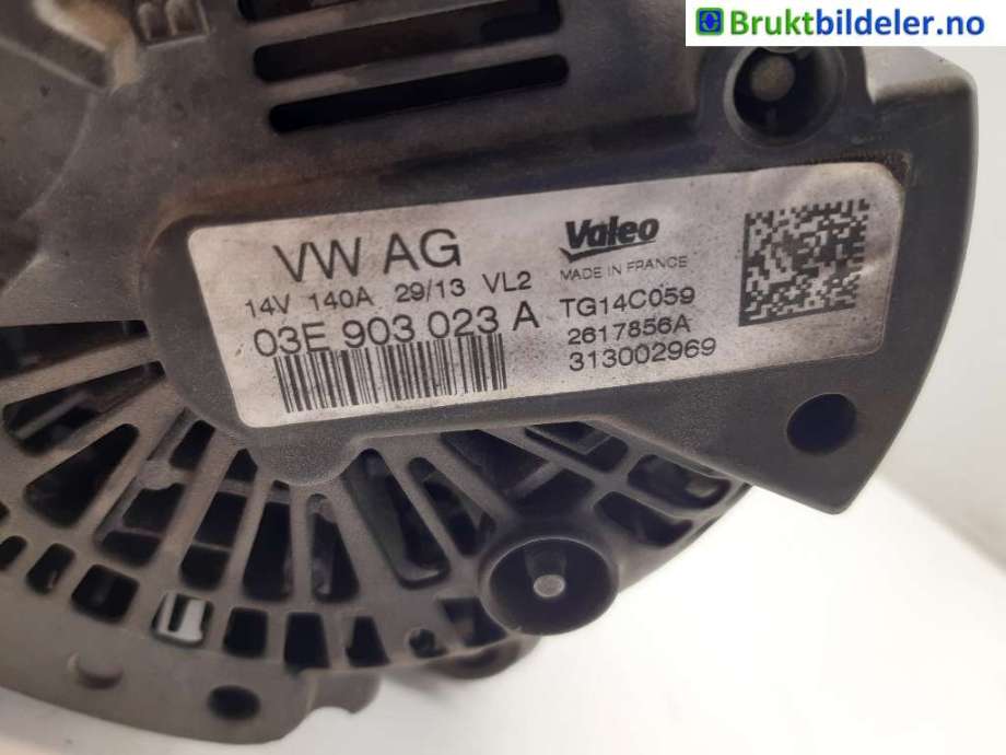 Dynamo til VW Polo 2009-2014 (Type V, Fase 1)  (VOLKSWAGEN|03E 903 023 A|2617856A|TG14C059)