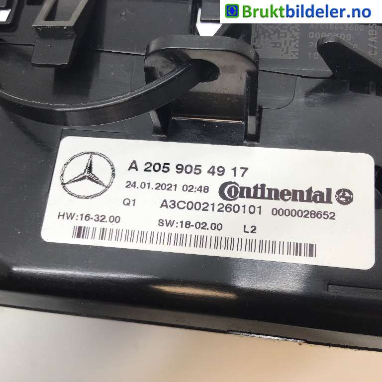 Varmeapparat betjening til Mercedes EQC 2019-->>  (MERCEDES|A 205 905 49 17|A3C0021260101|)