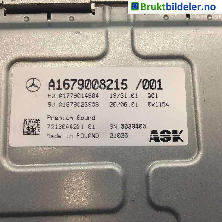 Bilstereo forsterker til Mercedes EQC 2019-->>  (MERCEDES|A 167 900 82 15 /|7213044221|)