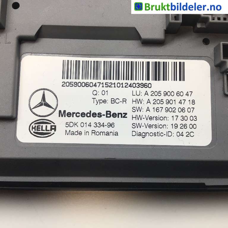 Styreenhet diverse til Mercedes EQC 2019-->>  (MERCEDES|A 205 900 60 47|5DK 014 334-96|)