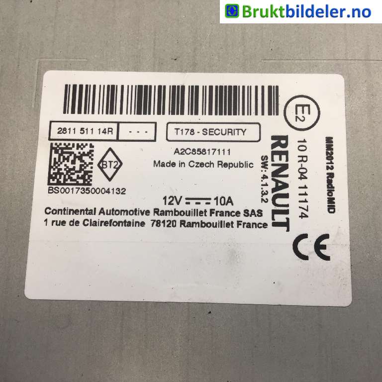 Bilstereo til Opel Vivaro B 2014-2019  (OPEL|93458903|A2C85817111|281151114R)