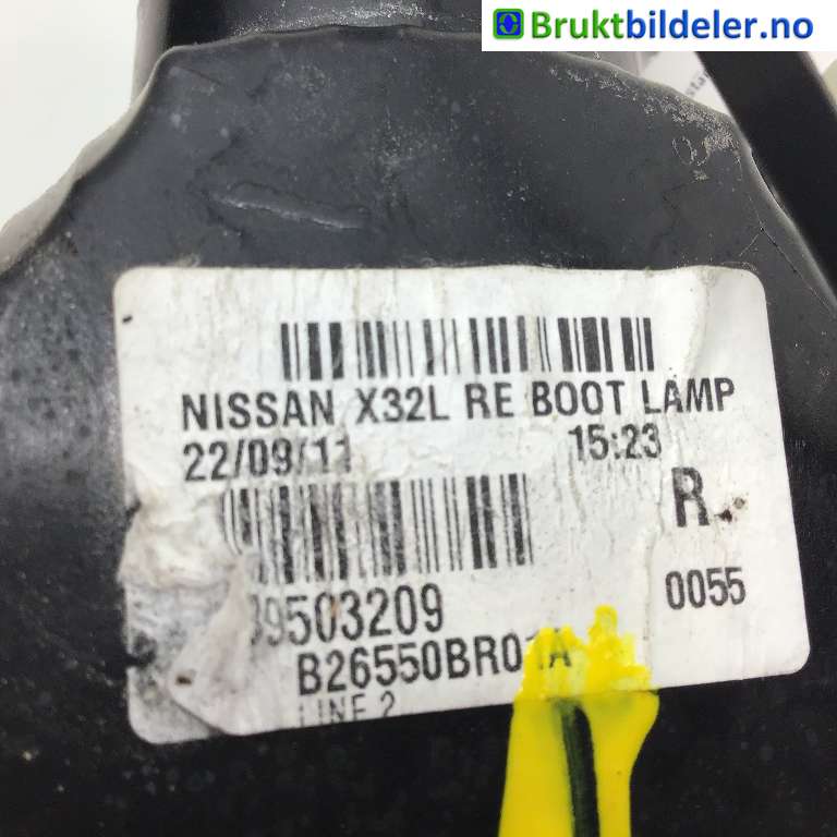 Baklykt høyre indre til Nissan Qashqai 2010-2014 (Type I, Fase 2)  (NISSAN|26550BR01A|)