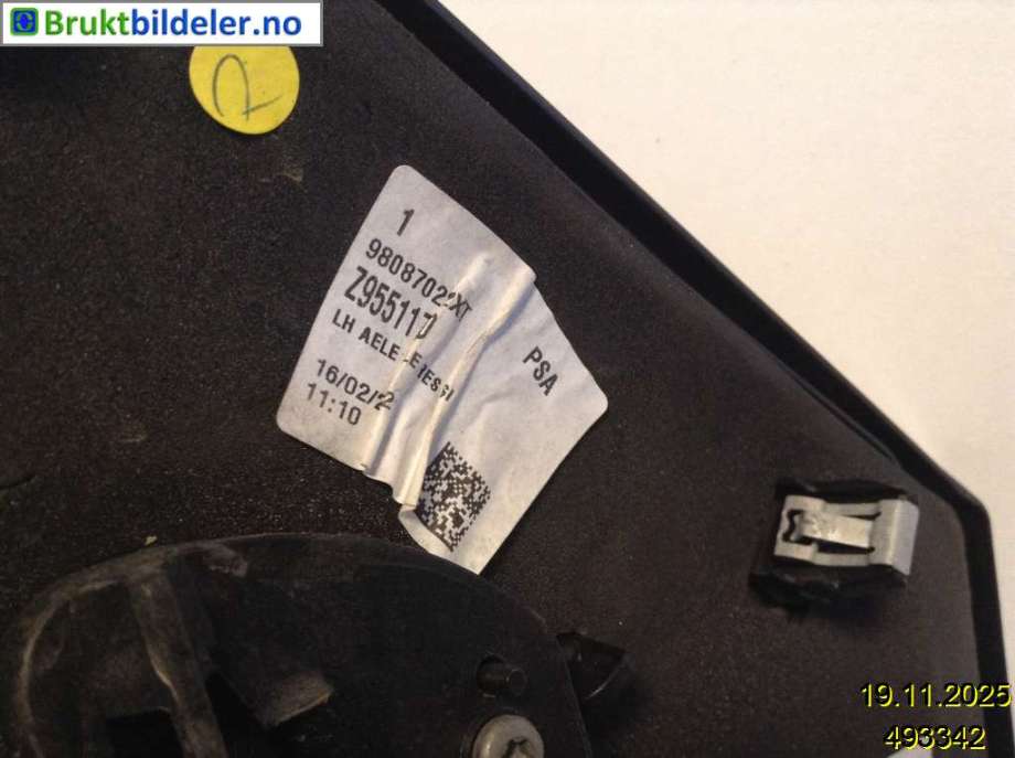 Speil venstre til Toyota Proace 2016-->> (Type II)  (TOYOTA|SU001A5698||98087022XT)
