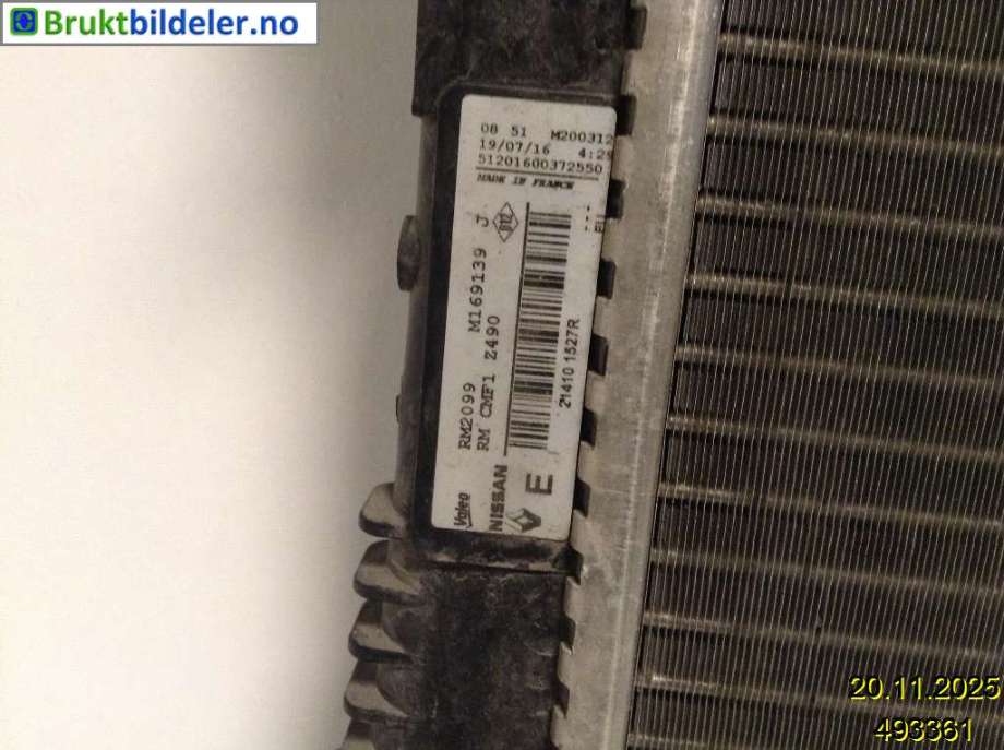 Radiator (manuell gir) til Renault Kadjar 2015-->> (RENAULT|214101527R|M169139 J|)