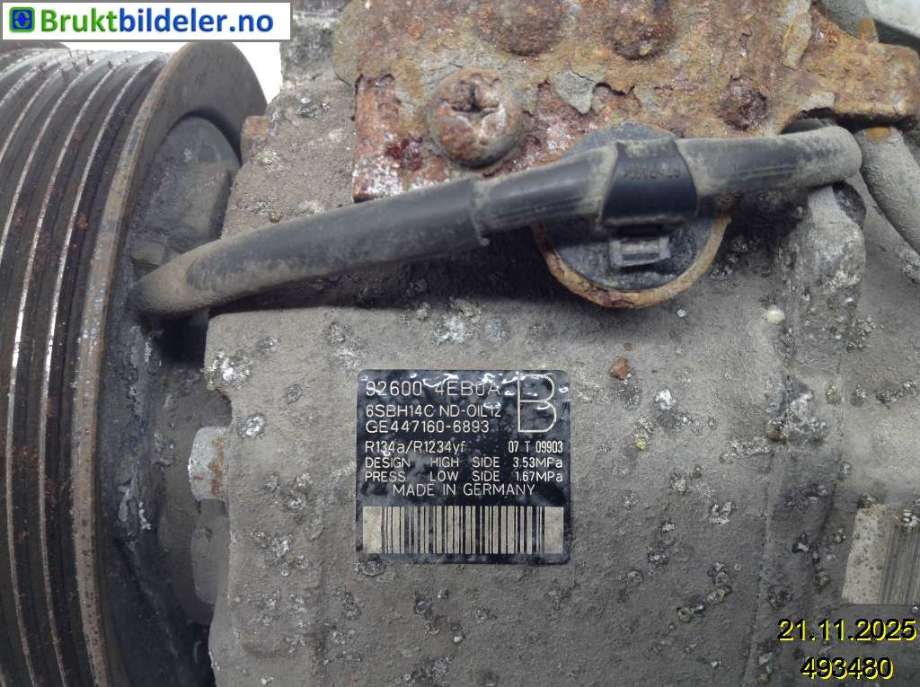Aircondition kompressor til Renault Kadjar 2015-->>  (RENAULT|926004EB0A|GE447160-6893|)