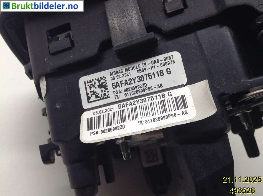 Airbag rattpute til Toyota Proace 2016-->> (Type II)  (TOYOTA||98285992ZD)