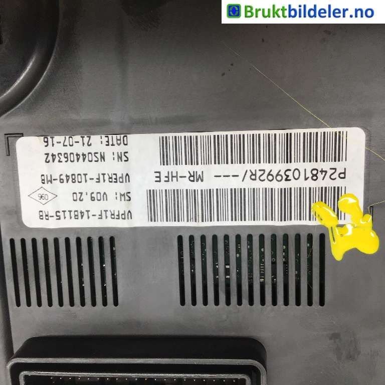 Instrumentpanel til Renault Kadjar 2015-->>  (RENAULT|248103992R|VPFR1F-14B115-RB|)