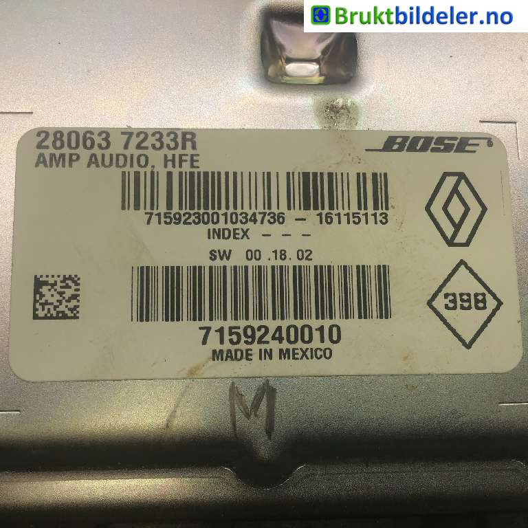 Bilstereo forsterker til Renault Kadjar 2015-->>  (RENAULT|280637233R|7159240010|)