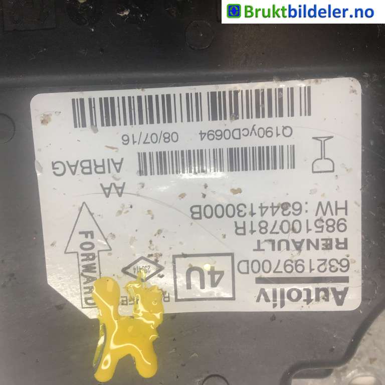 Airbag elektronikk til Renault Kadjar 2015-->> (RENAULT|985100781R|632199700D|)