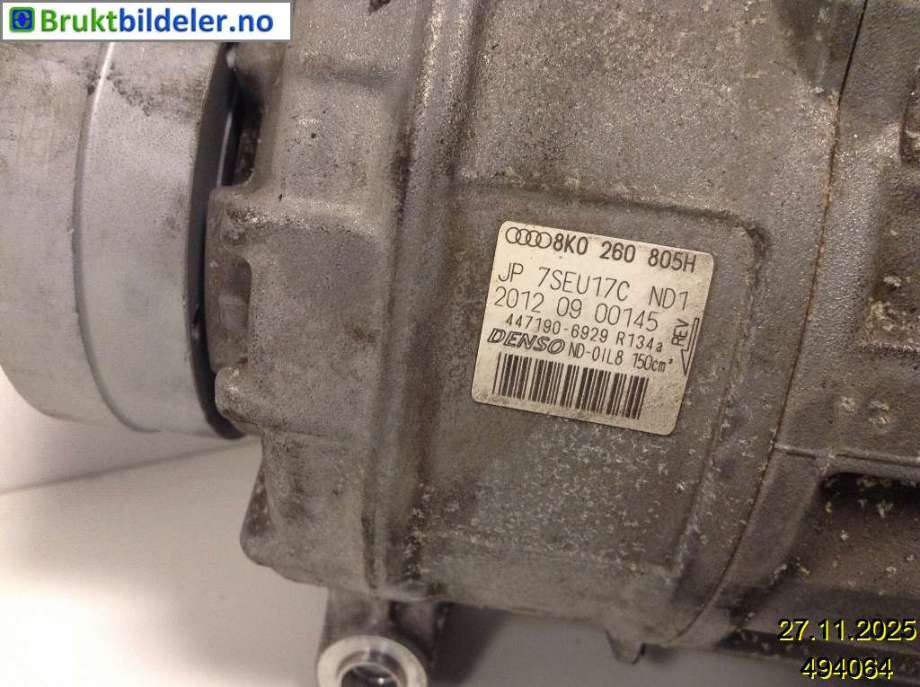 Aircondition kompressor til Audi A4 2007-2014 (Type IV) (B8) (B8) (AUDI|8K0 280 805 H|447190-6929|)
