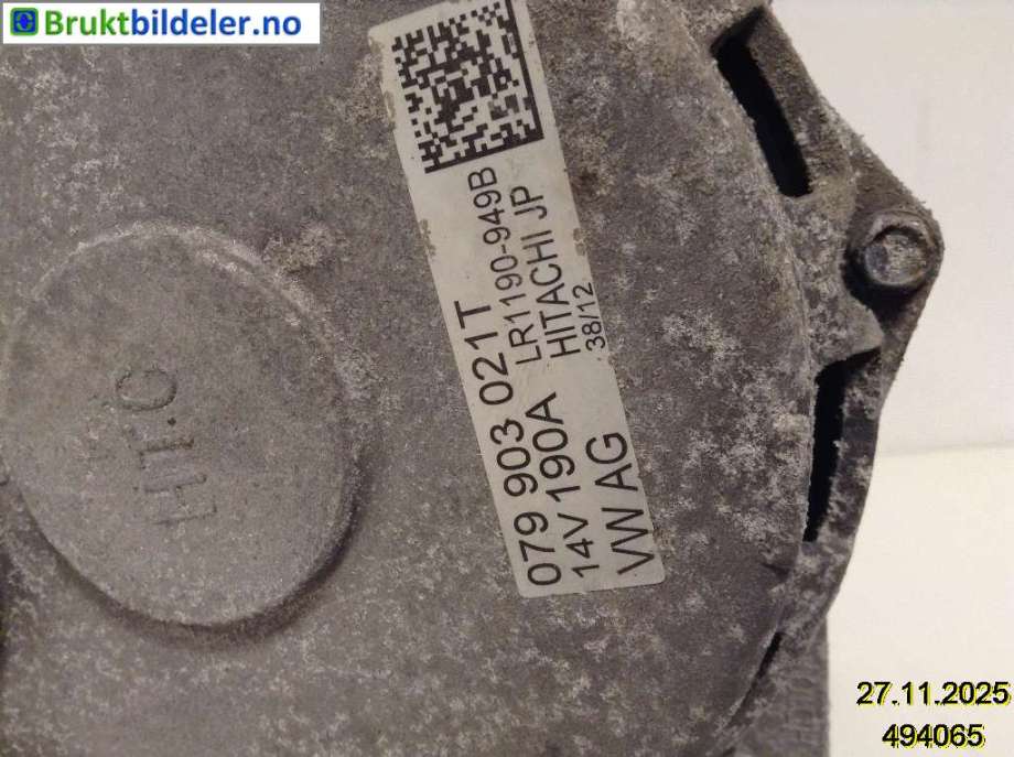 Dynamo til Audi A4 2007-2014 (Type IV) (B8) (B8) (AUDI|079 903 021 T|LR1190-949B|)
