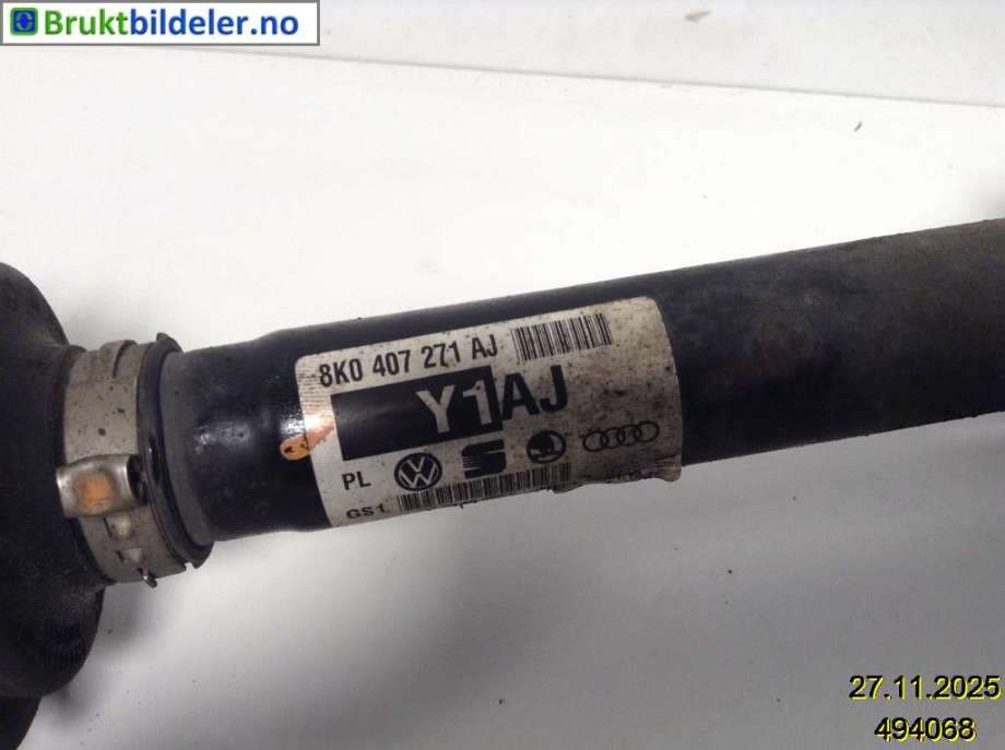 Drivaksel høyre foran til Audi A4 2007-2014 (Type IV) (B8) (B8) (AUDI|8K0 407 271 AJ|)