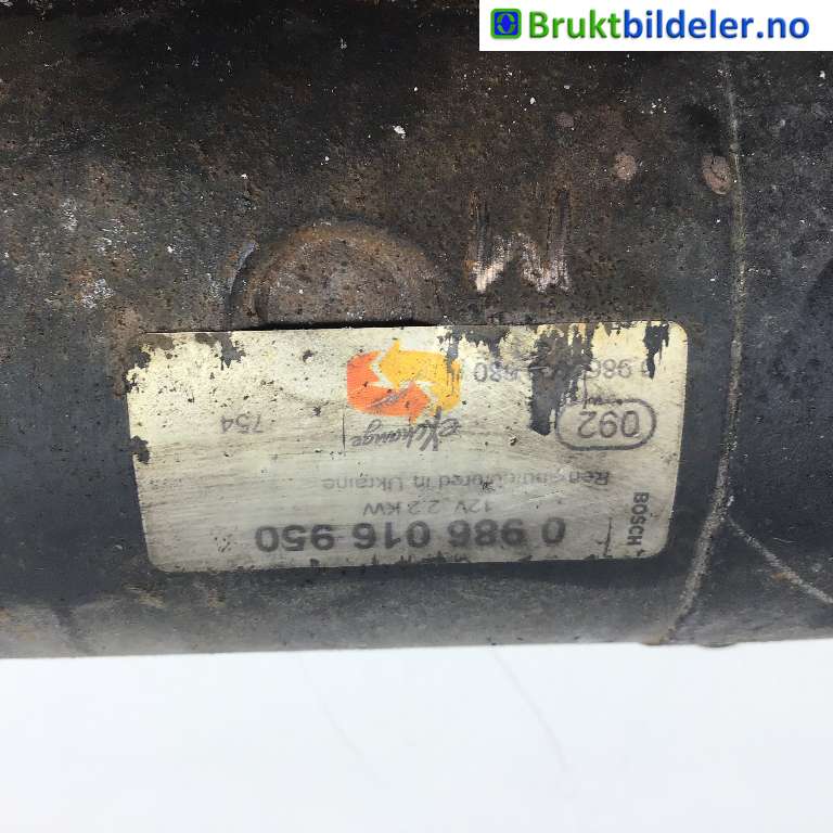 Starter diesel til Peugeot Boxer 1995-2002 (Type I)  (SWIFT BOBIL|5802 F6|0 986 016 950|)
