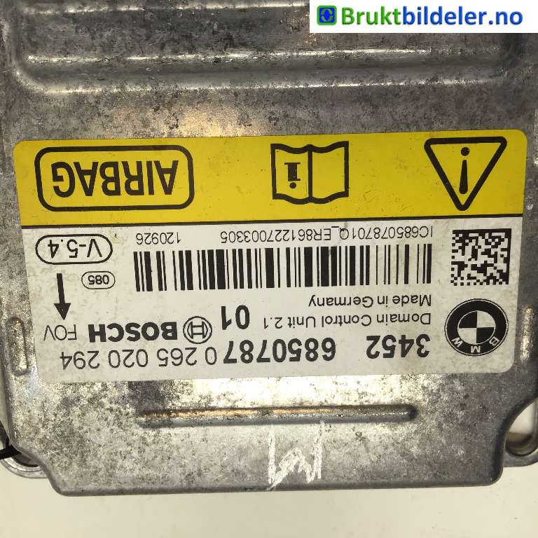 Airbag elektronikk til BMW 5-Serie 2010-2017 (F10/F11) (F10/F11) (BMW|34 52 6 850 787|0 265 020 294|)