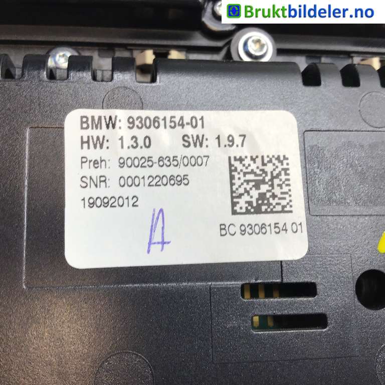 Varmeapparat betjening til BMW 5-Serie 2010-2017 (F10/F11) (F10/F11) (BMW|61 31 9 328 426|90025-635/0007|9 306 154-01)