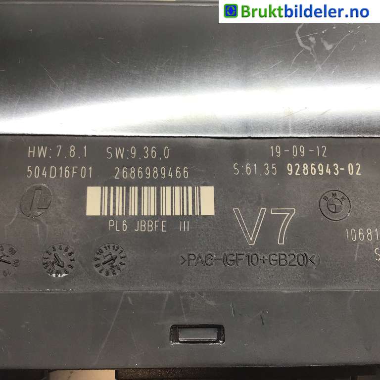 Styreenhet diverse til BMW 5-Serie 2010-2017 (F10/F11) (F10/F11) (BMW|61 35 9 286 943|504D16F01|)