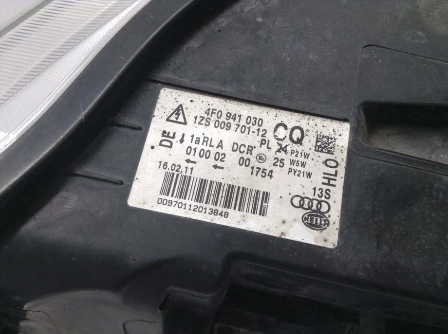 Frontlykt høyre xenon til Audi A6 2008-2011 (Type III, Fase 2) (C6) (C6) (AUDI|4F0 941 030 CQ|1ZS 009 701-12|)