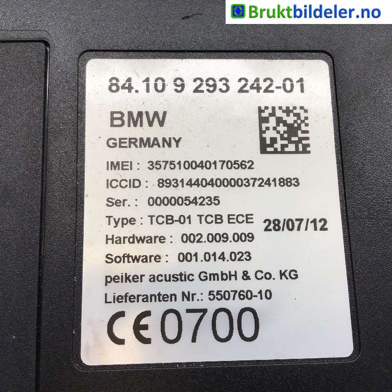 Styreenhet diverse til BMW 5-Serie 2010-2017 (F10/F11) (F10/F11) (BMW|84 10 9 293 242|0000054235|)