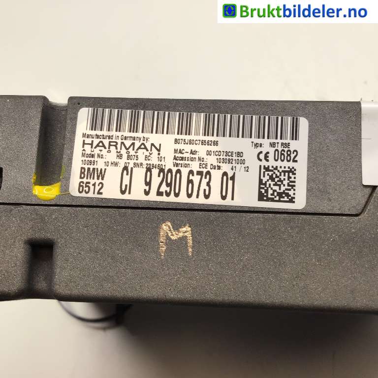 Bilstereo navigasjon spiller til BMW 5-Serie 2010-2017 (F10/F11) (F10/F11) (BMW|65 12 9 291 376|)