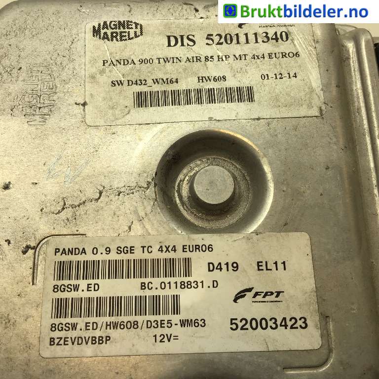 Styreenhet motor til Fiat Panda 2013-->> (Type III)  (FIAT|52003423|BC.0118831.D|)