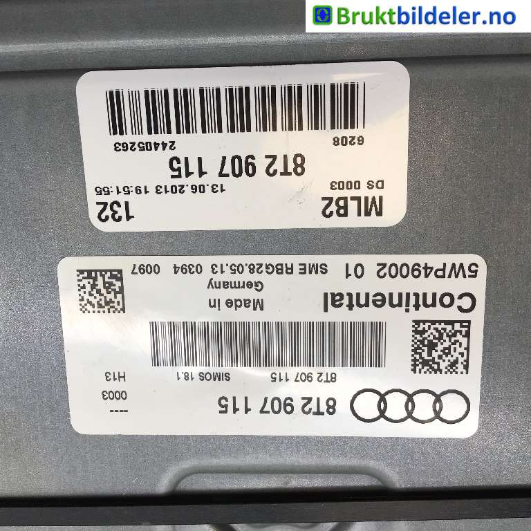 Styreenhet motor til Audi A5 2007-2016 (Type I)  (AUDI|8T2 907 115|5WP49002-01|)