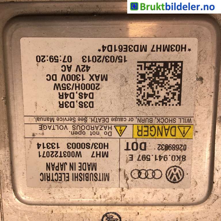 Styreenhet xenon/ballast til Audi A5 2007-2016 (Type I)  (AUDI|8K0 941 597 E|W003T22071|)