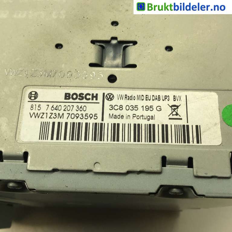 Bilstereo til VW Golf VI 2008-2012  (VOLKSWAGEN|3C8 035 195 G|7 640 207 360|)