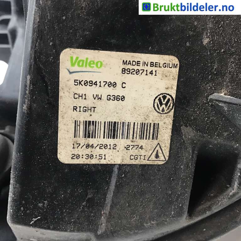 Tåkelykt venstre foran til VW Golf VI 2008-2012  (VOLKSWAGEN|5K0 941 700 C|89207141|)