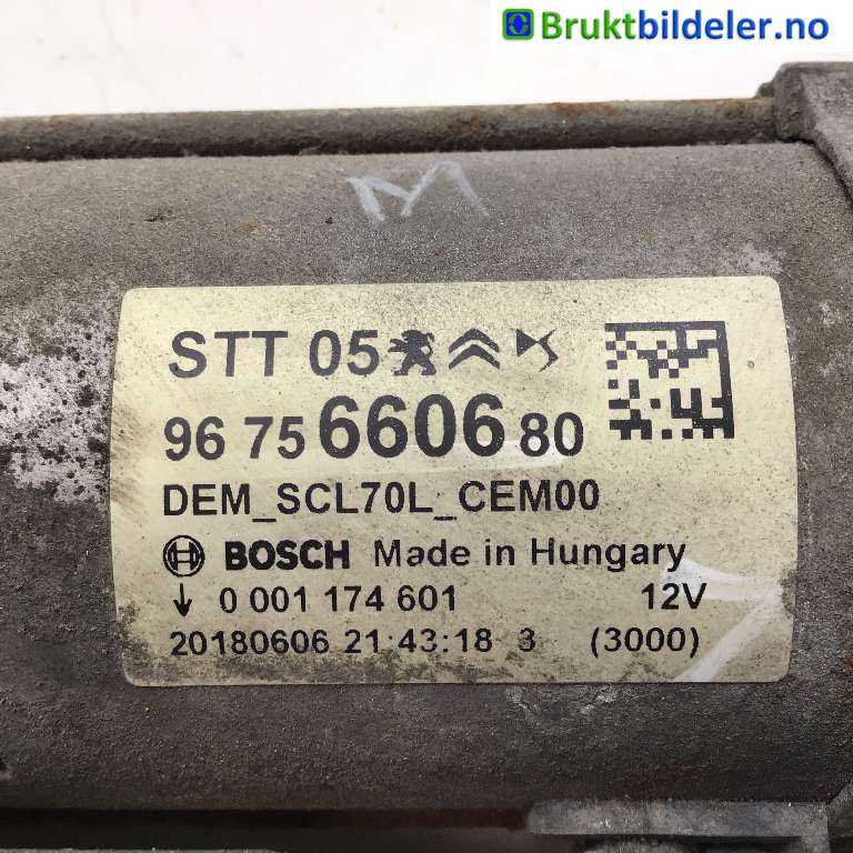 Starter diesel til Citroën Berlingo 2015-2019 (Type II, Fase 2)  (CITROEN|96 756 606 80|0 001 174 601|)