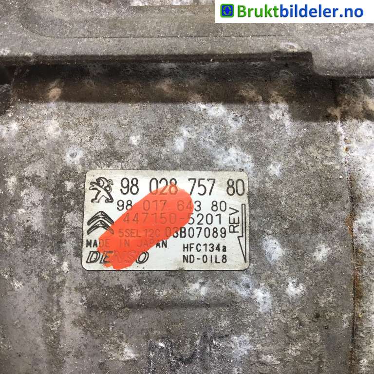 Aircondition kompressor til Citroën Berlingo 2015-2019 (Type II, Fase 2)  (CITROEN|96 598 757 80|447150-5201|)