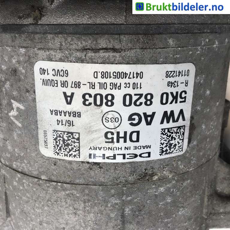 Aircondition kompressor til VW Passat 2011-2015 (B7) (B7) (VOLKSWAGEN|5K0 820 803 A|01141228|)
