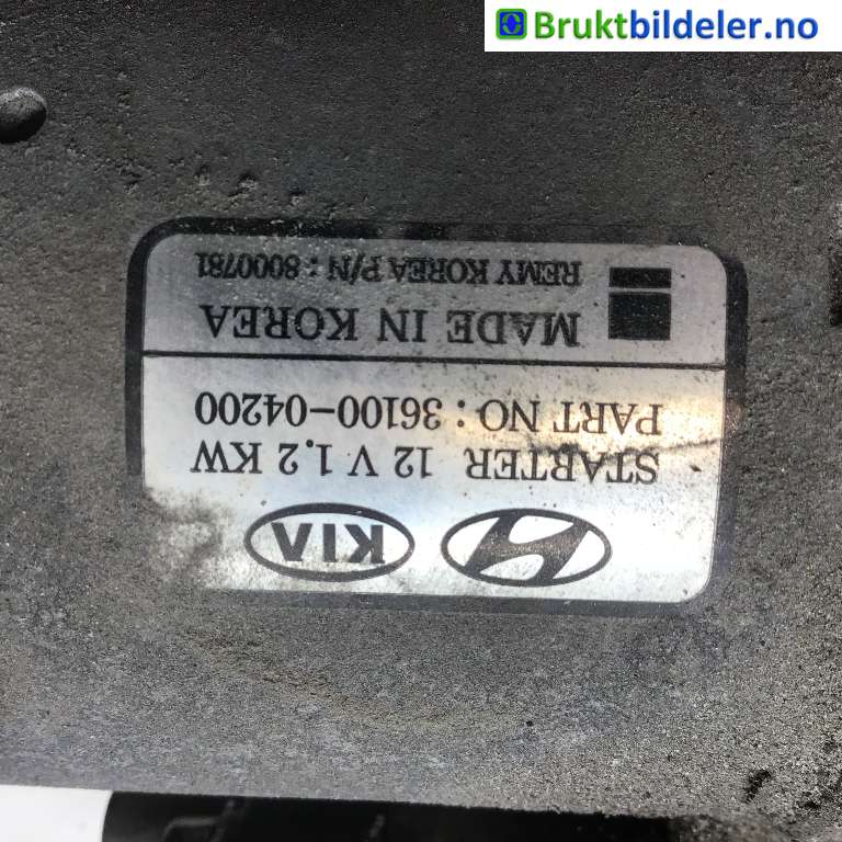 Starter til Kia Rio 2017-->> Type IV  (KIA|36100-04200|8000781|)