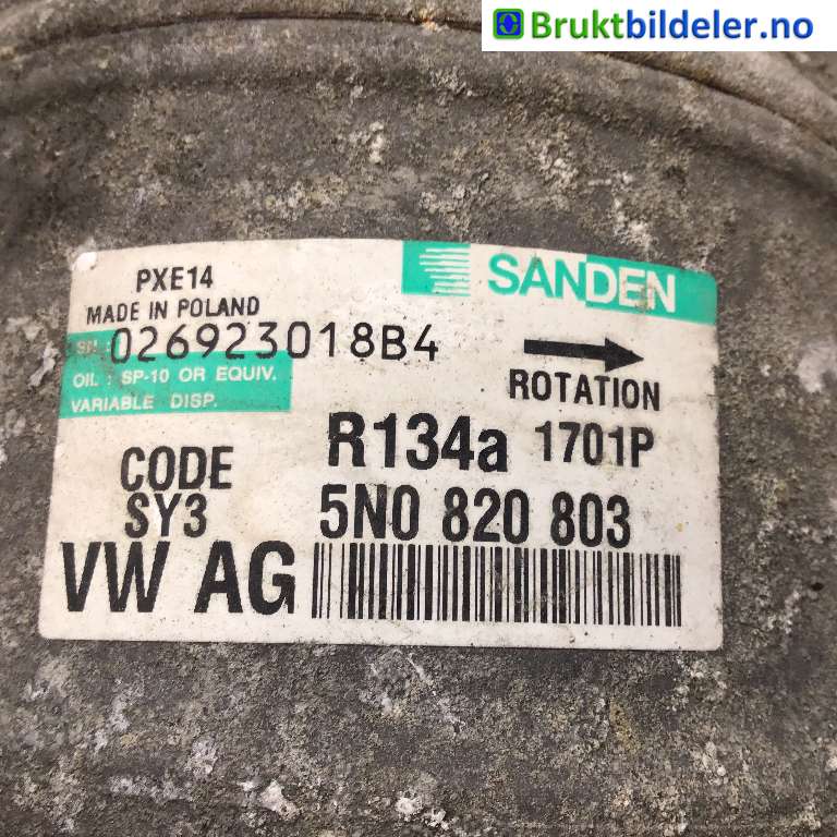Aircondition kompressor til VW Tiguan 2007-2011 (Type I, Fase 1)  (VOLKSWAGEN|5N0 820 803|026923018B4|)