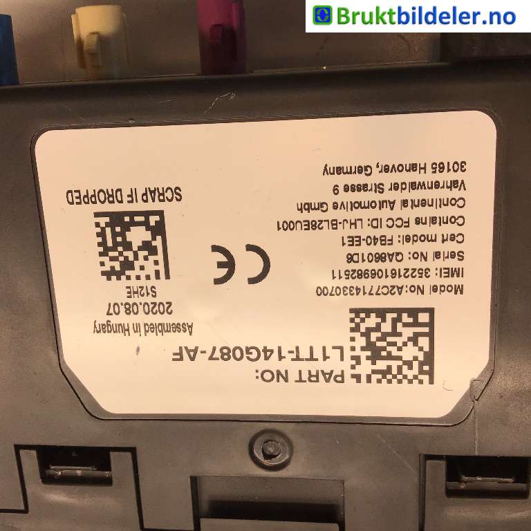 Styreenhet bluetooth til Ford Puma 2019-->> (FORD|L1TT-14G087-AF|A2C7714330700|)