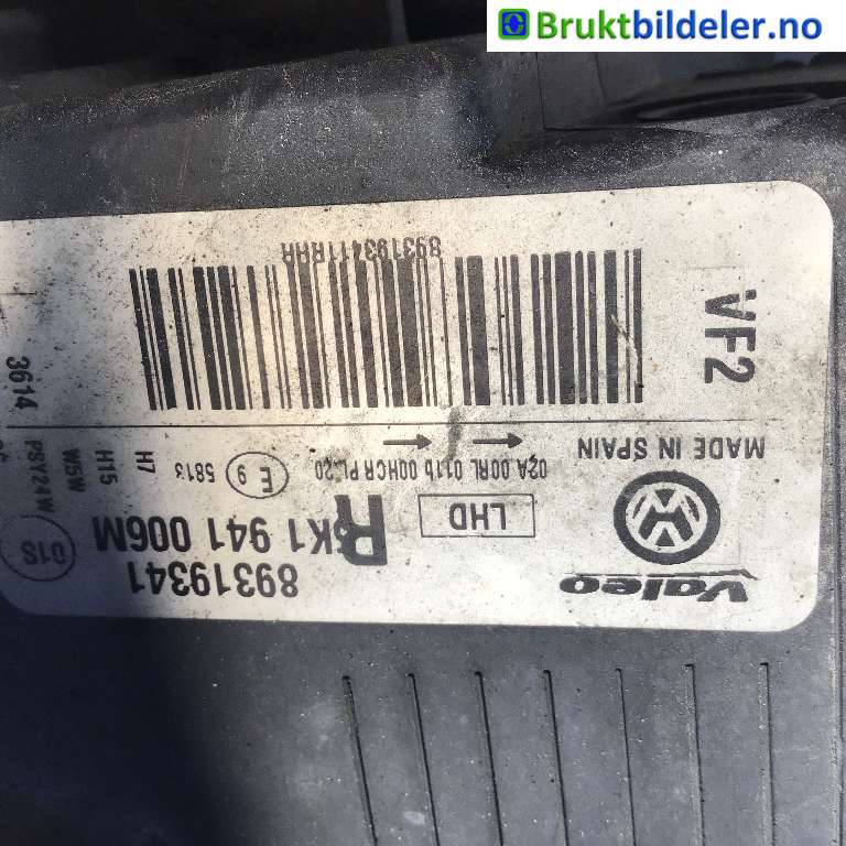 Frontlykt høyre halogen til VW Golf VI 2008-2012  (VOLKSWAGEN|5K1 941 006 M|89319341|)