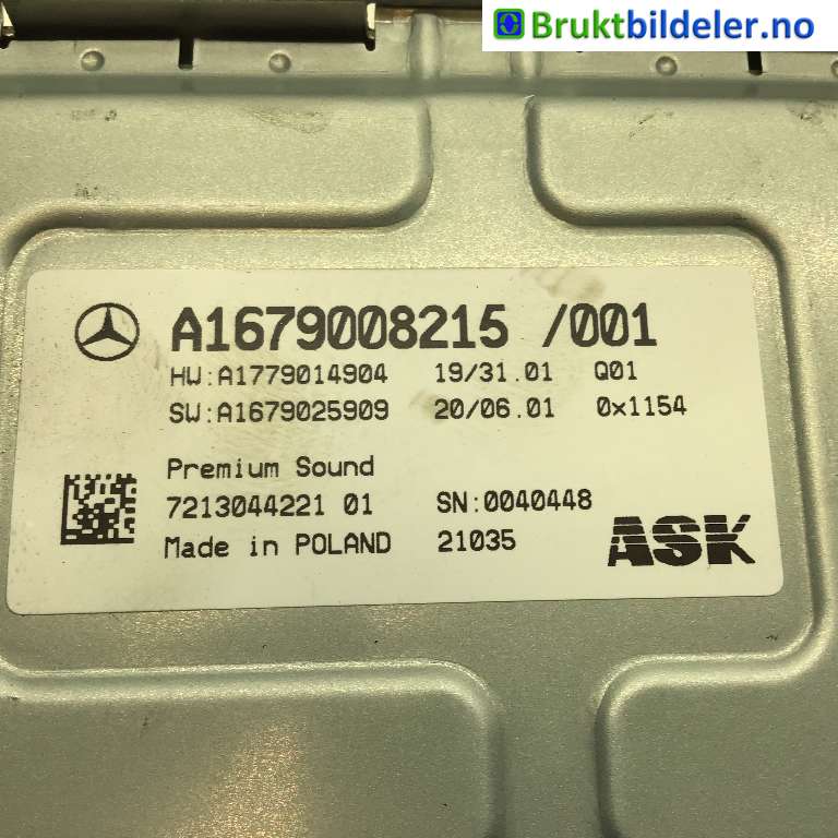 Bilstereo forsterker til Mercedes EQC 2019-->> (MERCEDES|A 167 900 82 15 /|7213044221|)