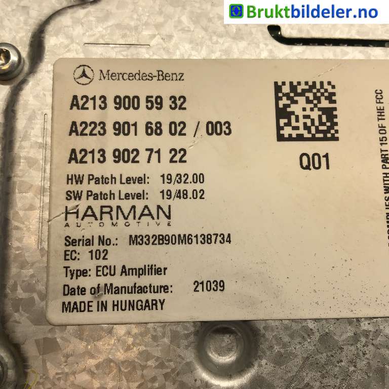 Styreenhet diverse til Mercedes EQC 2019-->>  (MERCEDES|A 213 900 59 32|)