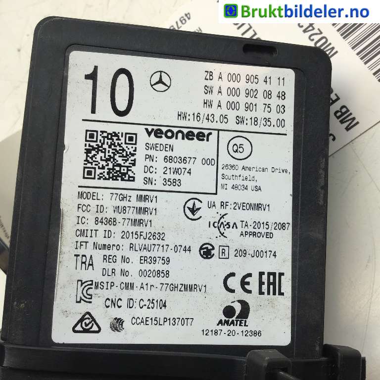Sensor radar til Mercedes EQC 2019-->>  (MERCEDES|A 000 905 41 11|680367700D|)