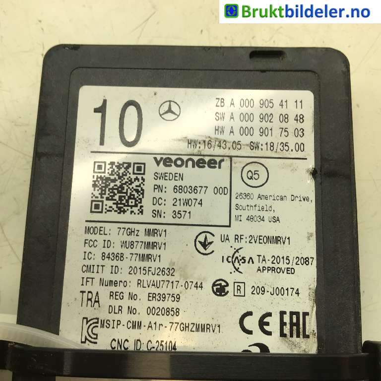 Sensor radar til Mercedes EQC 2019-->>  (MERCEDES|A 000 905 41 11|680367700D|)