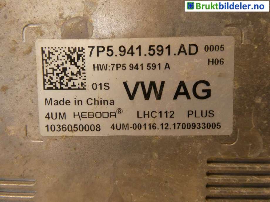 Styreenhet xenon/ballast til VW e-Golf 2017-2020 (Fase 2)  (VOLKSWAGEN|7P5 941 591 AD|)