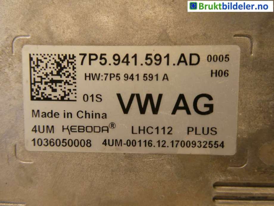 Styreenhet xenon/ballast til VW e-Golf 2017-2020 (Fase 2)  (VOLKSWAGEN|7P5 941 591 AD|)