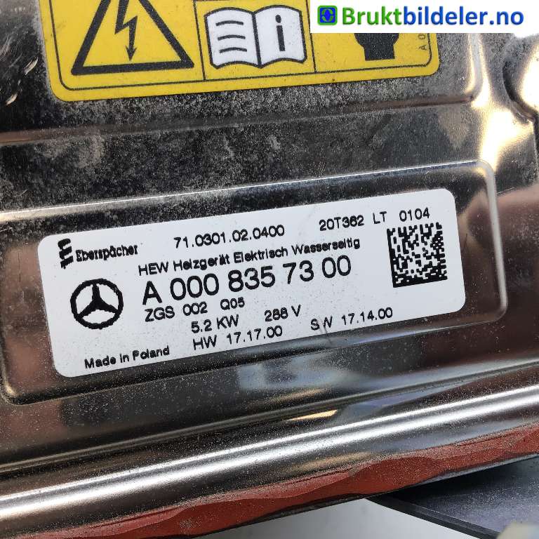 Motorvarmer elektrisk til Mercedes EQC 2019-->>  (MERCEDES|A 000 835 73 00|71.0301.02.0400|)