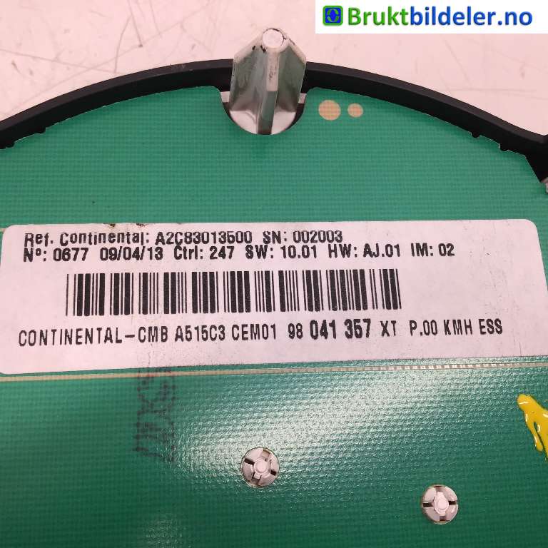 Instrumentpanel til Citroën DS3 2010-2019 (CITROEN|98 041 357 XT|A2C83013500|)