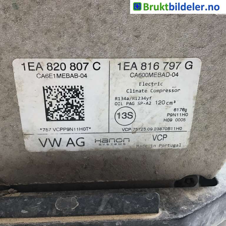 Aircondition kompressor til VW ID.BUZZ 2022-->>  (VOLKSWAGEN|1EA 820 807 C|CA6E1MEBAB-04|)