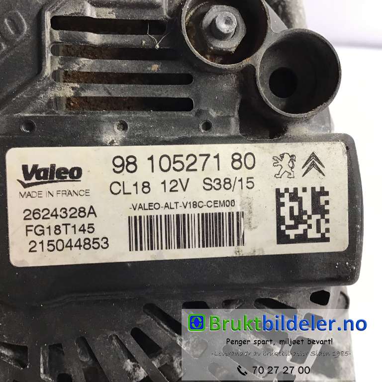 Dynamo til Citroën Berlingo 2015-2019 (Type II, Fase 2) (CITROEN|98 105 271 80|2624328A|FG18T145)