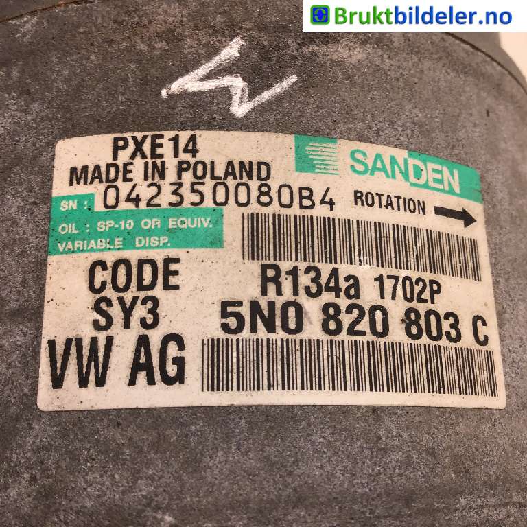 Aircondition kompressor til Škoda Yeti 2009-2013 (Fase 1) (SKODA|5N0 820 803 C|042350080B4|)