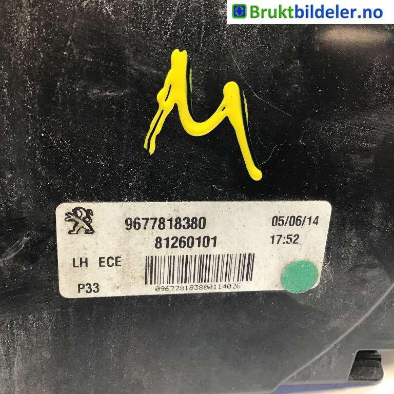 Baklykt venstre indre til Peugeot 308 2013-2021 (Type II)  (PEUGEOT|9677818380|81260101|)
