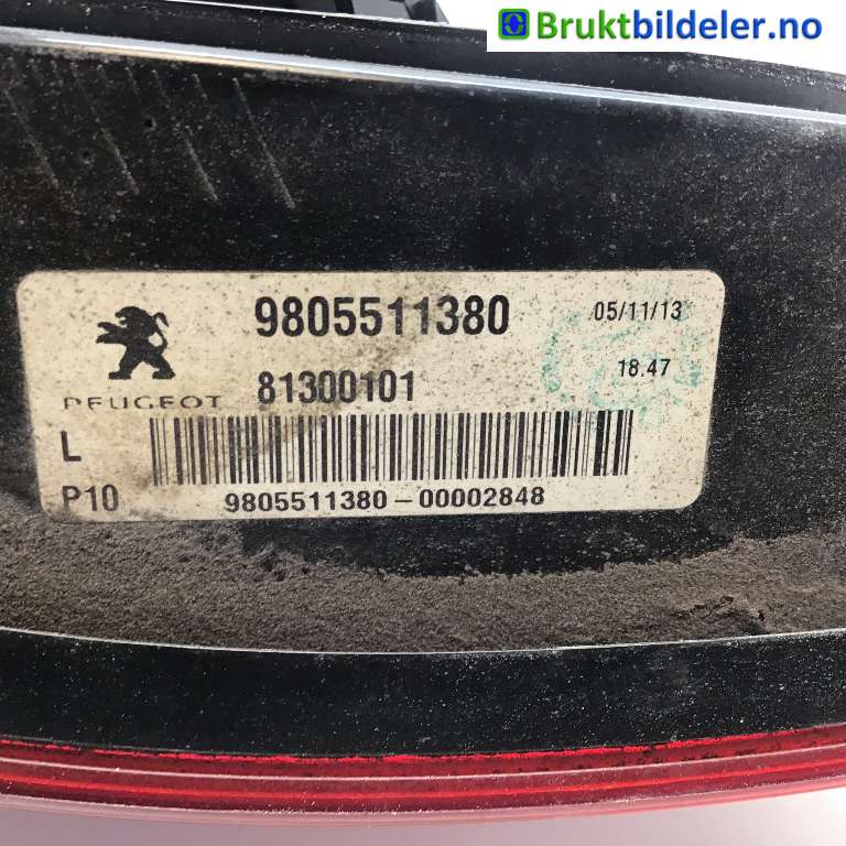 Baklykt venstre indre til Peugeot 3008 2009-2016 (Type I)  (PEUGEOT|9805511380|81300101|)